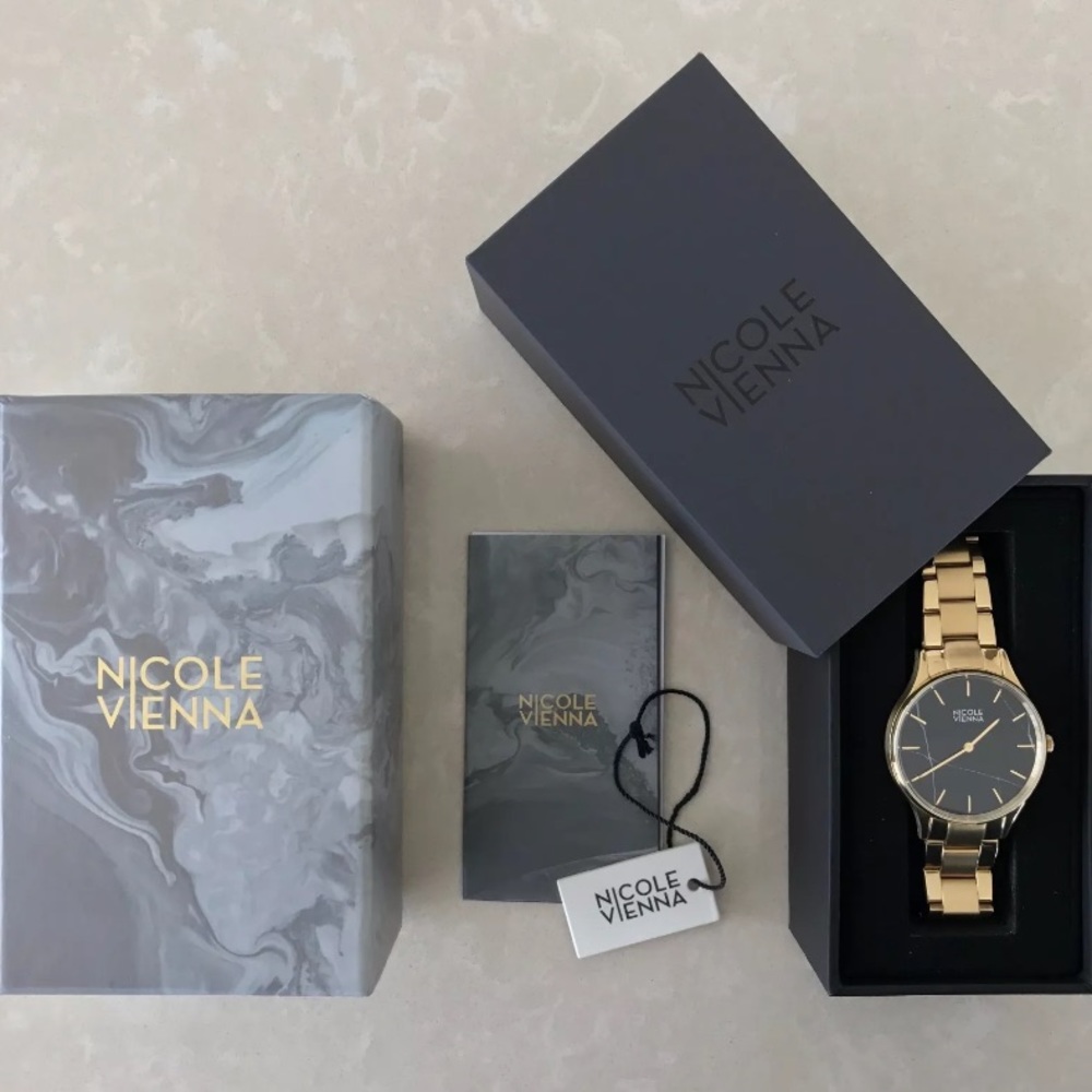 Nicole Vienna Gold w/ Black Marble Face Soir Watch